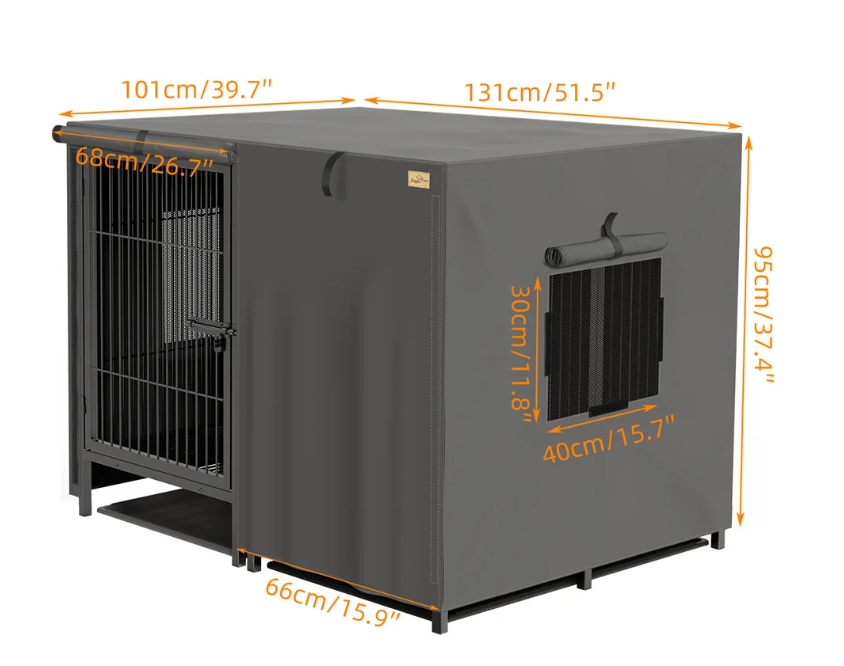 2-in-1 Grote Metalen Hondenkooi – Robuuste Dubbele Kennel met Verdeler & Uitschuifbare Lade