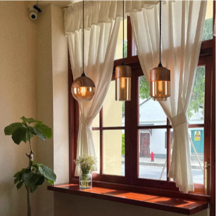 Nordic LED Hanglamp – Moderne Glas & Houten Plafondlamp voor Woonkamer, Slaapkamer & Eetkamer