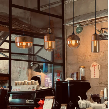 Nordic LED Hanglamp – Moderne Glas & Houten Plafondlamp voor Woonkamer, Slaapkamer & Eetkamer