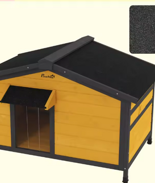 Houten Hondenhok – Buitenkennel met Asfaltdak & Vensters, 97x72x65 cm