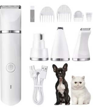 4-in-1 Elektrische Hondentondeuse – Draadloze Trimmer & Nagelslijper voor Katten en Honden