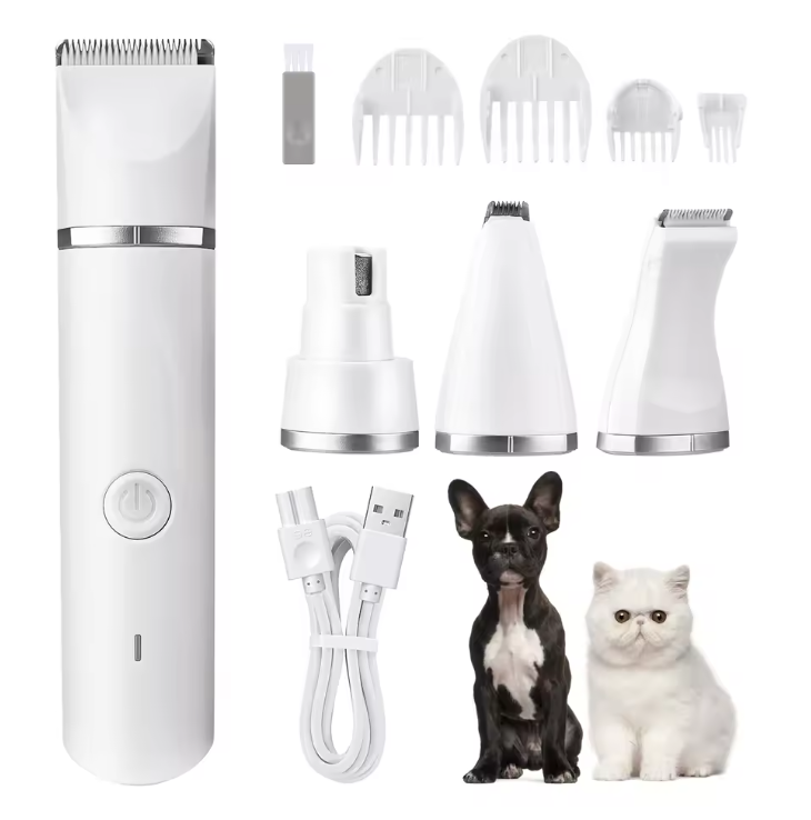 4-in-1 Elektrische Hondentondeuse – Draadloze Trimmer & Nagelslijper voor Katten en Honden