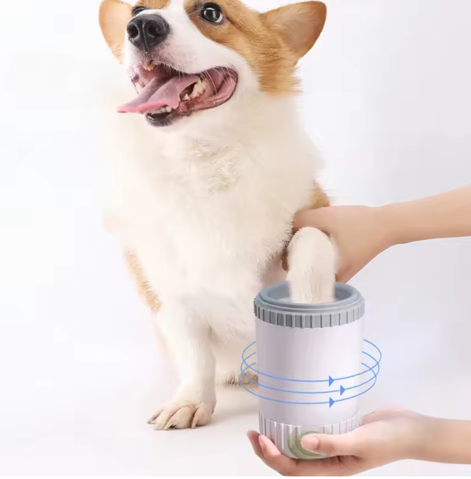 Halfautomatische Hond Pootreiniger – Siliconen Wasbeker & Reinigingsborstel