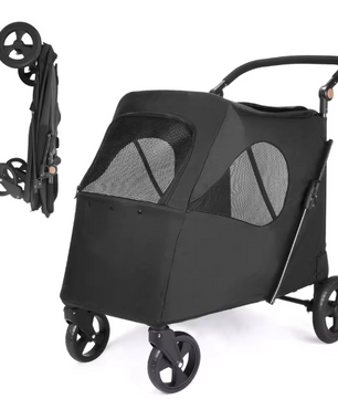 Grote Huisdierkinderwagen – Opvouwbare Buggy voor Honden & Katten, Verstelbaar Handvat