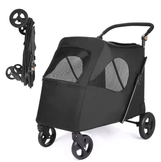 Grote Huisdierkinderwagen – Opvouwbare Buggy voor Honden & Katten, Verstelbaar Handvat