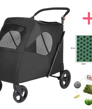 Grote Huisdierkinderwagen – Opvouwbare Buggy voor Honden & Katten, Verstelbaar Handvat