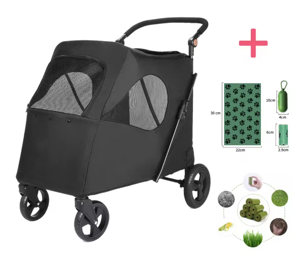 Grote Huisdierkinderwagen – Opvouwbare Buggy voor Honden & Katten, Verstelbaar Handvat