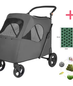 Grote Huisdierkinderwagen – Opvouwbare Buggy voor Honden & Katten, Verstelbaar Handvat