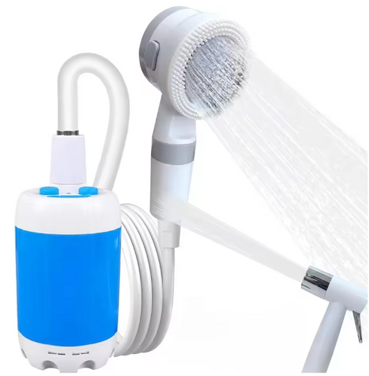 Draagbare Oplaadbare Campingdouche – Compact Ontwerp met Zachte Waterstroom, 2 Snelheden & USB-Oplaadbaar