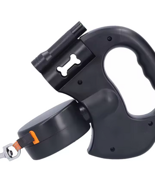 Dubbele Intrekbare Hondenriem – Met LED-licht & Tasdispenser, Voor 2 Honden