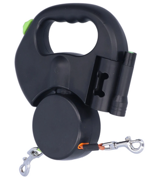Dubbele Intrekbare Hondenriem – Met LED-licht & Tasdispenser, Voor 2 Honden