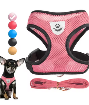 Verstelbaar Honden- & Kattenharnas – Ademend Vest met Riemset