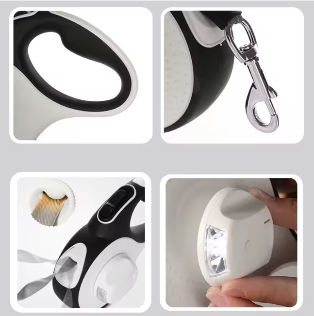 Automatische Intrekbare Hondenriem – 5M/8M met LED & Kakzakhouder