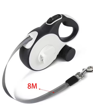 Automatische Intrekbare Hondenriem – 5M/8M met LED & Kakzakhouder