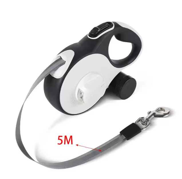 Automatische Intrekbare Hondenriem – 5M/8M met LED & Kakzakhouder
