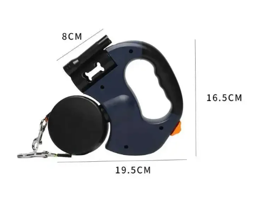 Dubbele Intrekbare Hondenriem – 3M met LED Zaklamp & Afvalzakhouder