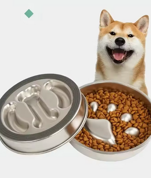 Premium Roestvrijstalen Slowfeeder – Verhoogde Voerbak voor Honden & Katten, Anti-Verslikking