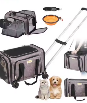 Rollende Huisdierdrager met Wielen – Rugzak, Trolley & Schoudertas
