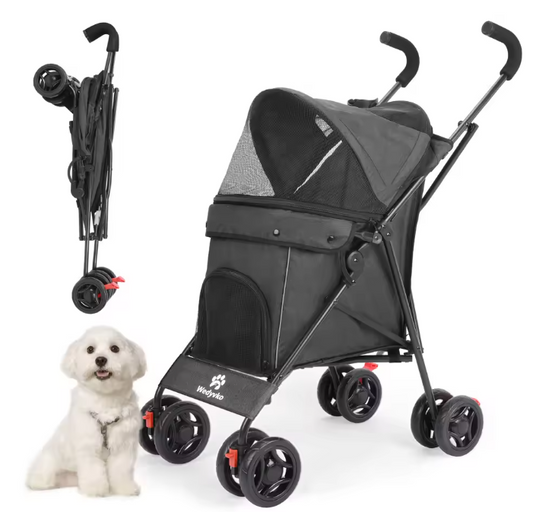 Lichtgewicht Opvouwbare Huisdierkinderwagen – Comfortabel & Ademend voor Honden en Katten