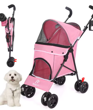 Lichtgewicht Opvouwbare Huisdierkinderwagen – Comfortabel & Ademend voor Honden en Katten