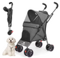 Lichtgewicht Opvouwbare Huisdierkinderwagen – Comfortabel & Ademend voor Honden en Katten