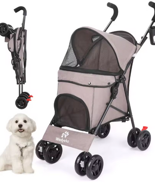 Lichtgewicht Opvouwbare Huisdierkinderwagen – Comfortabel & Ademend voor Honden en Katten