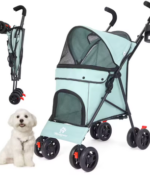 Lichtgewicht Opvouwbare Huisdierkinderwagen – Comfortabel & Ademend voor Honden en Katten