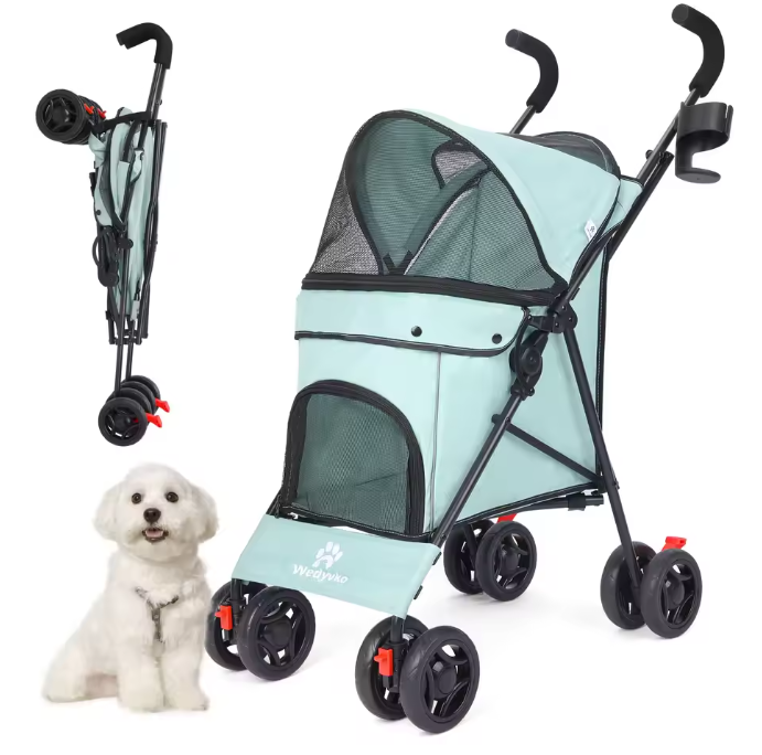 Lichtgewicht Opvouwbare Huisdierkinderwagen – Comfortabel & Ademend voor Honden en Katten