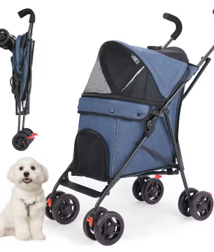 Lichtgewicht Opvouwbare Huisdierkinderwagen – Comfortabel & Ademend voor Honden en Katten