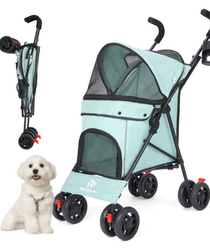 Lichtgewicht Opvouwbare Huisdierkinderwagen – Comfortabel & Ademend voor Honden en Katten