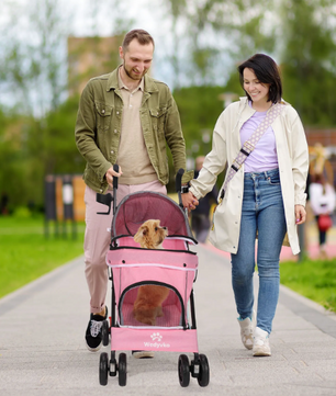 Lichtgewicht Opvouwbare Huisdierkinderwagen – Comfortabel & Ademend voor Honden en Katten