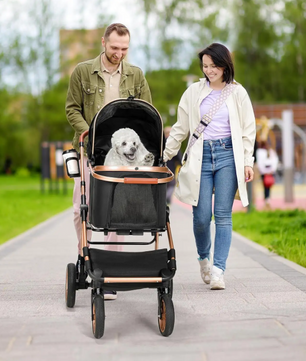 Hondenbuggy 2-in-1 – Opvouwbare Kinderwagen & Transporttas, Hoge Wielen 360°, Tot 25 kg
