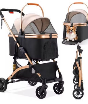 Hondenbuggy 2-in-1 – Opvouwbare Kinderwagen & Transportbox, Tot 40 kg