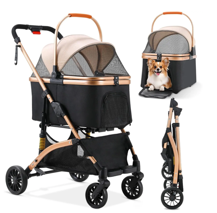 Hondenbuggy 2-in-1 – Opvouwbare Kinderwagen & Transportbox, Tot 40 kg
