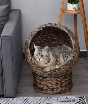 Rotan Kattenmand met Kussen – Verhoogd Kattennest & Comfortabel Huisdierbed
