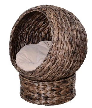 Rotan Kattenmand met Kussen – Verhoogd Kattennest & Comfortabel Huisdierbed