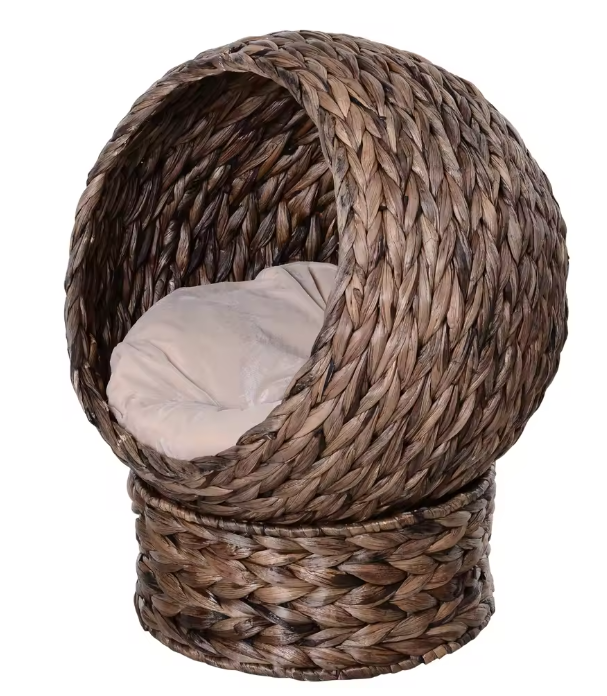 Rotan Kattenmand met Kussen – Verhoogd Kattennest & Comfortabel Huisdierbed