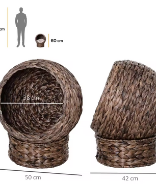 Rotan Kattenmand met Kussen – Verhoogd Kattennest & Comfortabel Huisdierbed
