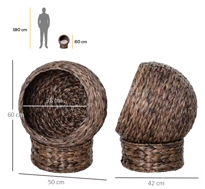 Rotan Kattenmand met Kussen – Verhoogd Kattennest & Comfortabel Huisdierbed