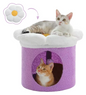 Bloemen Kattenhuis met Groot Bed – Schattig Kattenappartement & Speelhuis voor Binnen