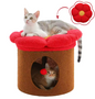 Bloemen Kattenhuis met Groot Bed – Schattig Kattenappartement & Speelhuis voor Binnen