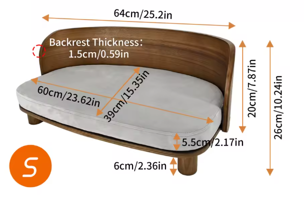 Verhoogd Houten Kattenbed – Comfortabele Loungebank met Kussen
