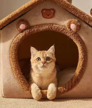 Opvouwbaar Kattenhuis met Kussen – Zacht & Wasbaar Huisdierbed