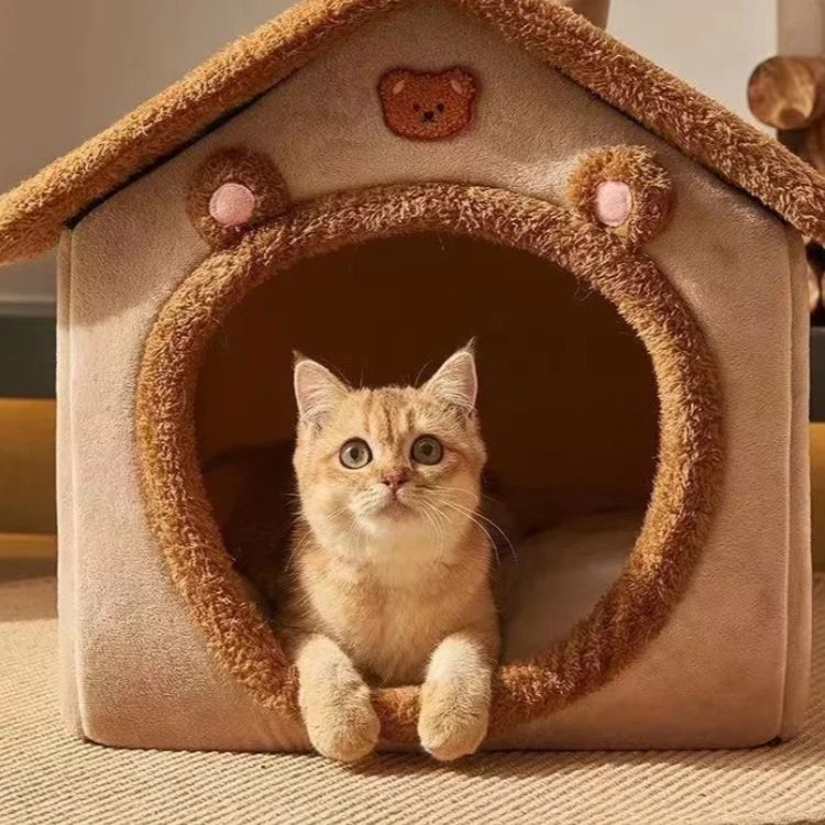 Opvouwbaar Kattenhuis met Kussen – Zacht & Wasbaar Huisdierbed