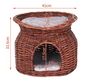 2-laags Rotan Kattenhuis – Verhoogd Kattenbed met Kussens