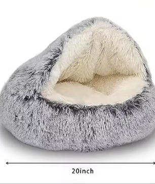 Zacht Pluche Rond Kattenbed – Comfortabele 2-in-1 Slaapzak & Huisdiermand