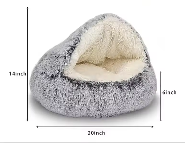 Zacht Pluche Rond Kattenbed – Comfortabele 2-in-1 Slaapzak & Huisdiermand