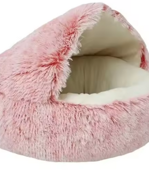 Zacht Pluche Rond Kattenbed – Comfortabele 2-in-1 Slaapzak & Huisdiermand