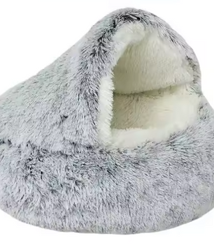 Zacht Pluche Rond Kattenbed – Comfortabele 2-in-1 Slaapzak & Huisdiermand