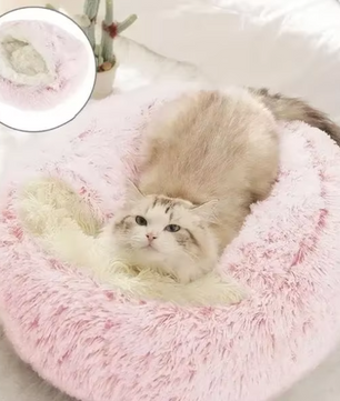 Zacht Pluche Rond Kattenbed – Comfortabele 2-in-1 Slaapzak & Huisdiermand